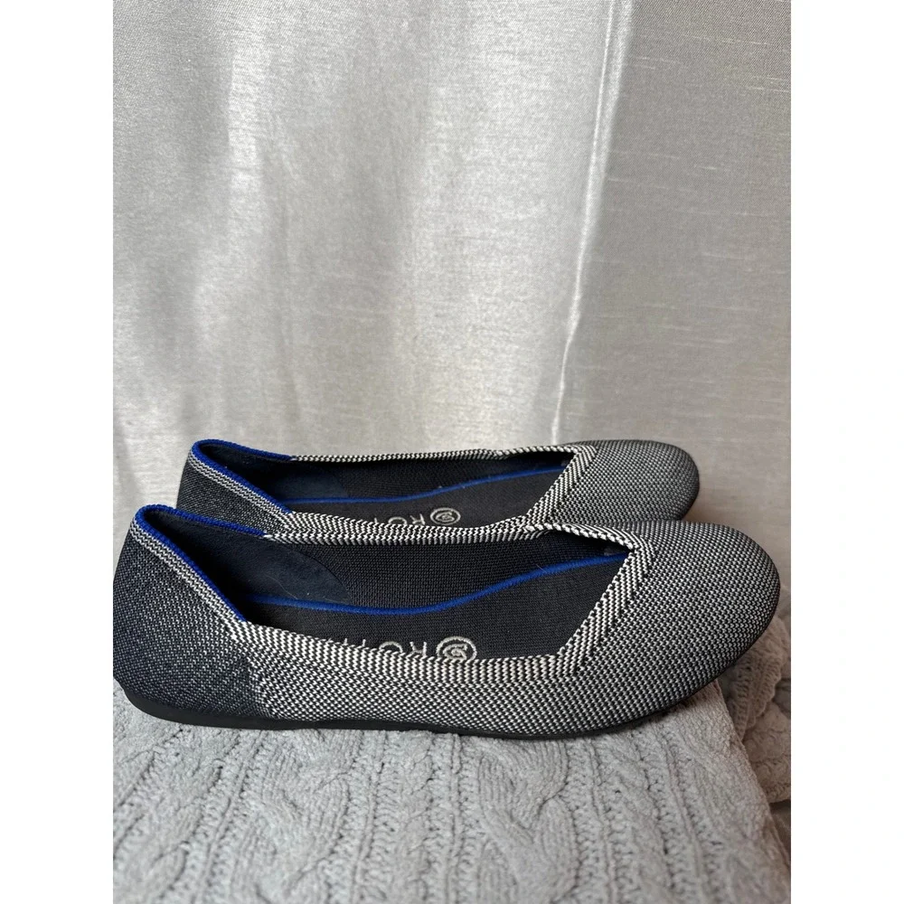 ROTHYS Womens Navy blue White Knit‎ Pointed Toe Flats Shoes Size 8